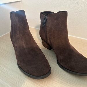 Dark Brown Suede Ankle Booties